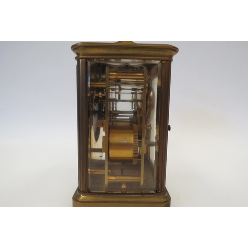 1325 - A late 19th / early 20th Century brass repeating carriage clock, Japy Freres movement, 14cm high