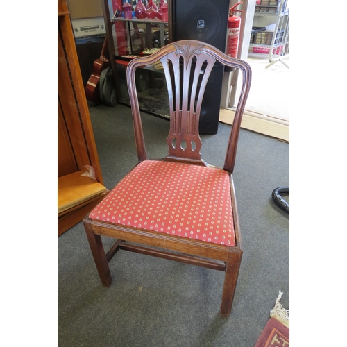 1111 - A set of four Georgian style dining chairs with red dot upholstered seats              (E) £40-50