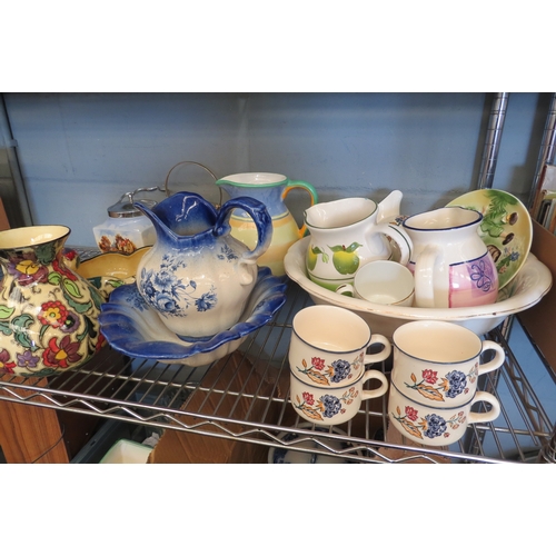 1389 - A large selection of assorted ceramic jugs and bowls etc., including Tuscan 