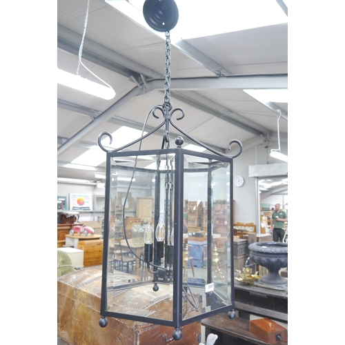 2007 - A large black lantern shaped chandelier   (R) £50