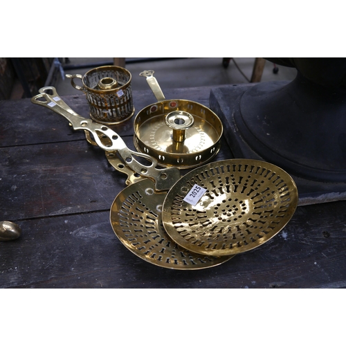 2025 - Two Victorian brass chestnut roasters and two Victorian brass chamber sticks   (R) £25