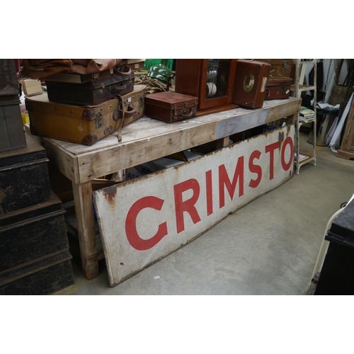 2052 - A large industrial pine two tier work bench 8ft x 2ft   (R)