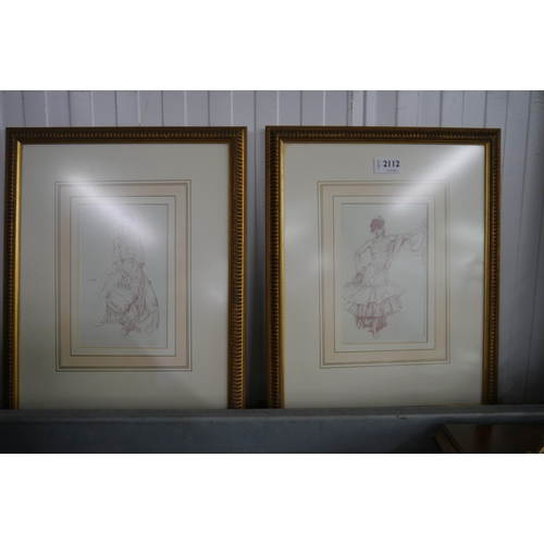 2112 - Two gilt framed Russel Flint prints, spanish ladies   (E) £10-20