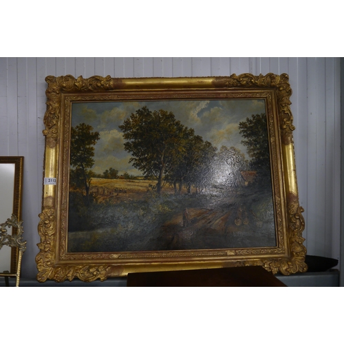 2113 - An oil on board in gilt frame