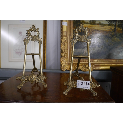 2114 - A pair of small brass easels