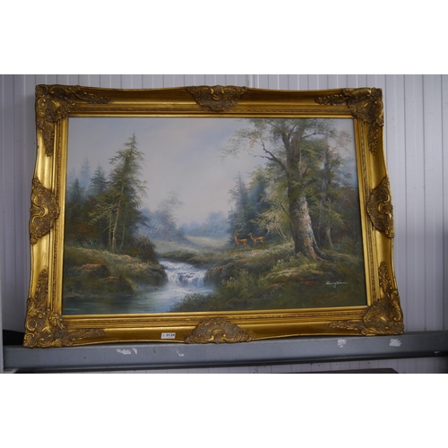 2120 - An oil on canvas in modern gilt frame