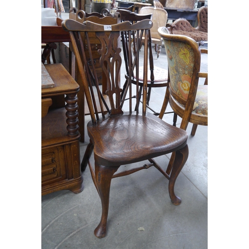 2176 - An late 19th Century elm cabriole leg Windsor chair