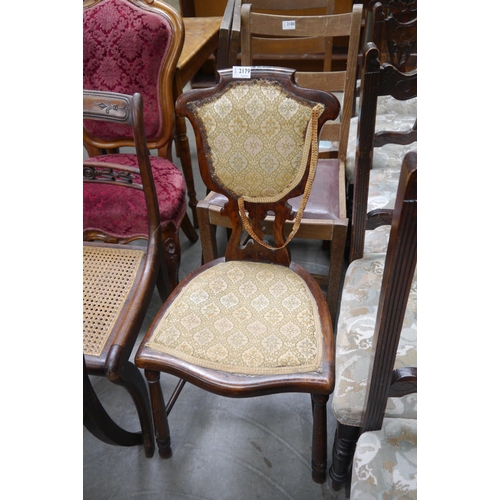 2179 - A Victorian beech bedroom chair   (E) £5-10