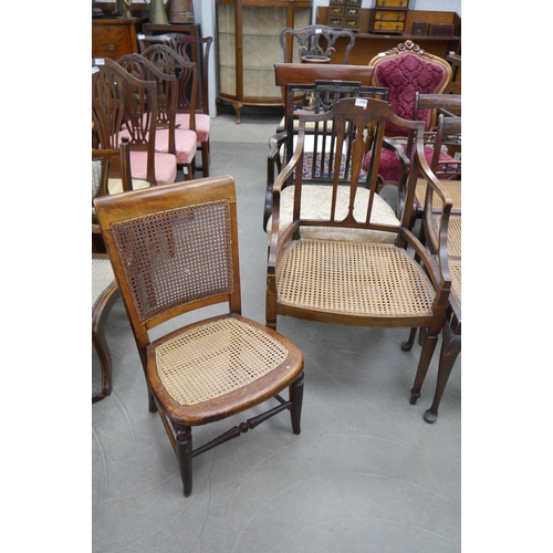 2183 - Two Edwardian cane seat chairs