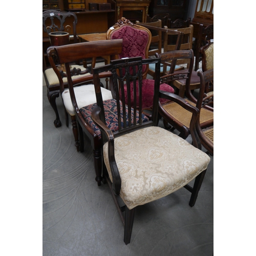 2184 - A George III armchair with two 19th Century side chairs   (R) £10