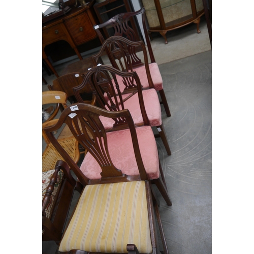 2186 - Four 19th Century pink silk upholstered chairs   (E) £5-10