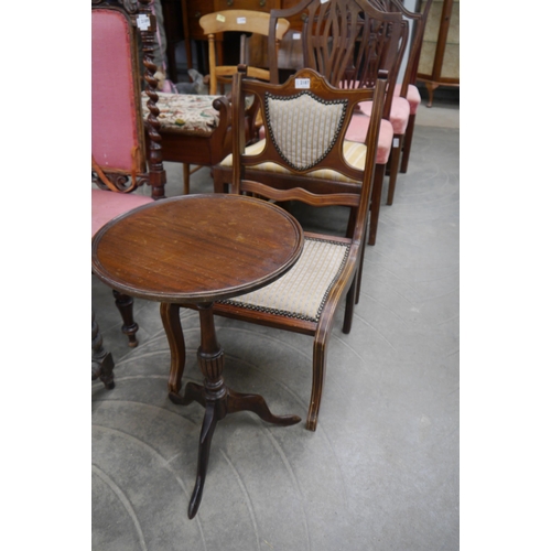 2187 - An Edwardian inlaid nursing chair and a wine table   (R) £0