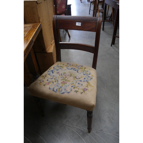 2226 - A pair of Georgian brass inlaid mahogany chairs   (R) £15