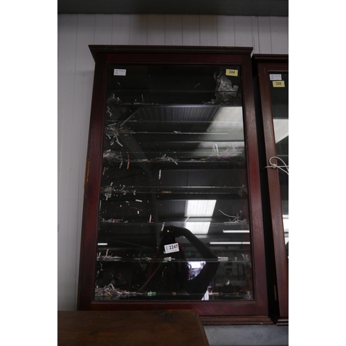 2247 - A collectors wall hanging cupboard with glass shelves  (E) £10-15