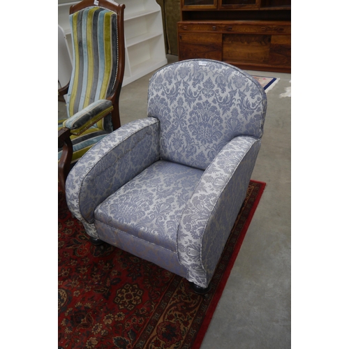 2339 - An Art Deco blue upholstery armchair