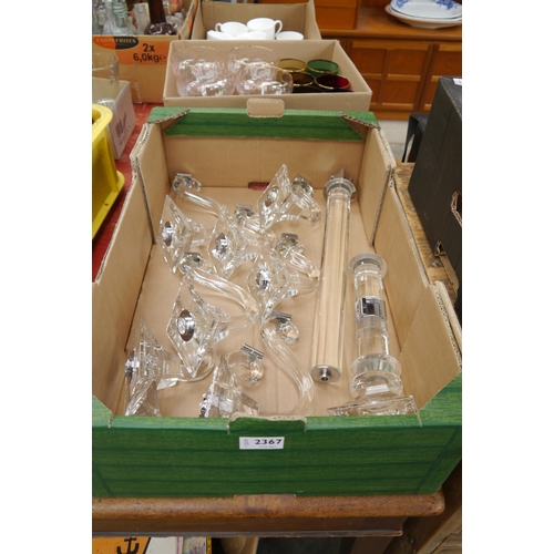 2367 - A box of glass sconce arms