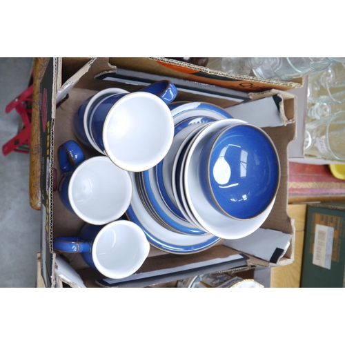 2383 - A box of Denby blue glazed china