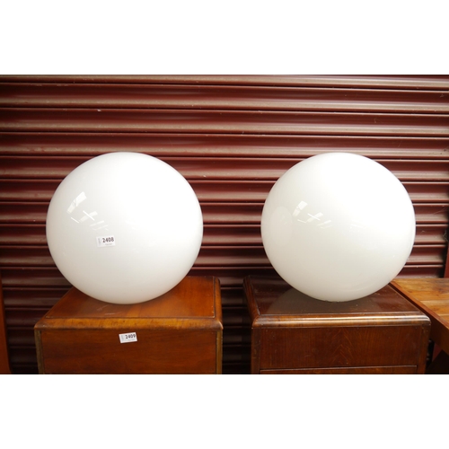 2408 - A pair of glass light shades, 39cm diameter   (E) £20-30