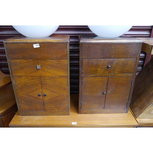 2409 - A dark wood bedside cabinet and a light wood cabinet (2)