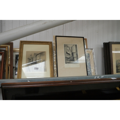 2422 - A selection of frames and pictures and prints  (E) with other lots