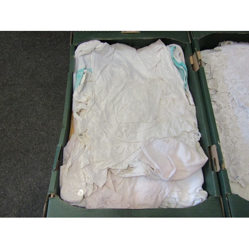 1450 - Two boxes of various linen and fabric