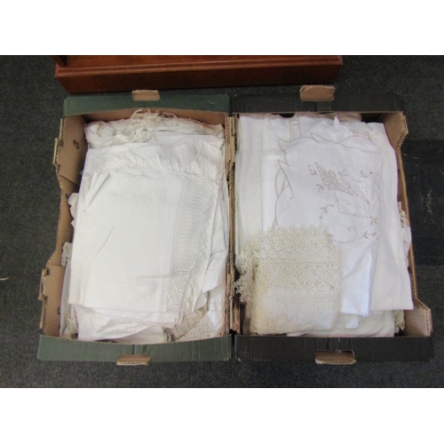 1451 - Two boxes of various linen and fabric