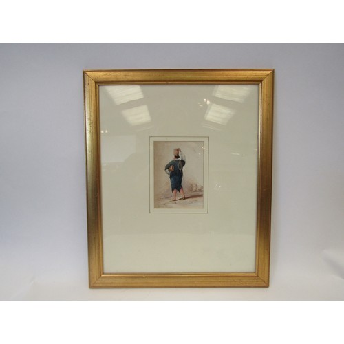 1369 - A mid-19th Century watercolour 'Gilbraltar Jew Porter', approx. 12cm x 9cm, framed and glazed, whole... 