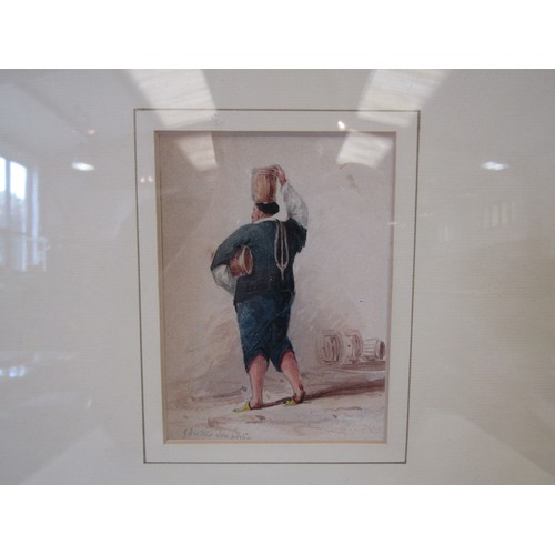 1369 - A mid-19th Century watercolour 'Gilbraltar Jew Porter', approx. 12cm x 9cm, framed and glazed, whole... 