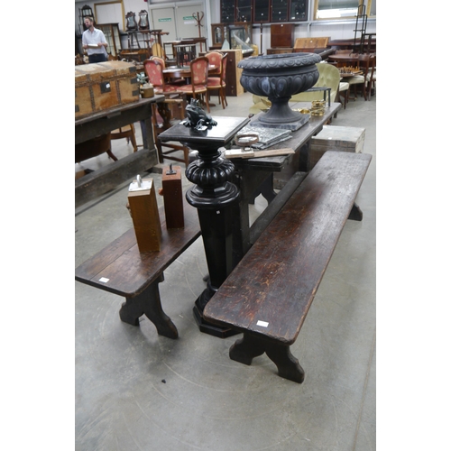 2017 - A pair of late 19th Century oak benches, 7ft long   (R) £40