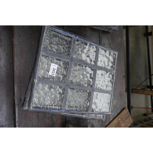 2023 - Four 19th Century lead glass window panels, 34cm x 27cm