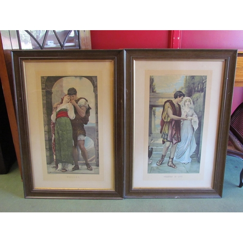 4026 - Two etching style prints depicting couples, 