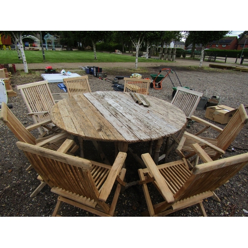 3420 - A garden table with eight hardwood chairs