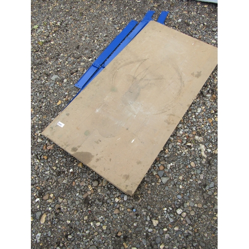 3422 - Two flat-packed blue metal workshop shelf units      (E)8-12