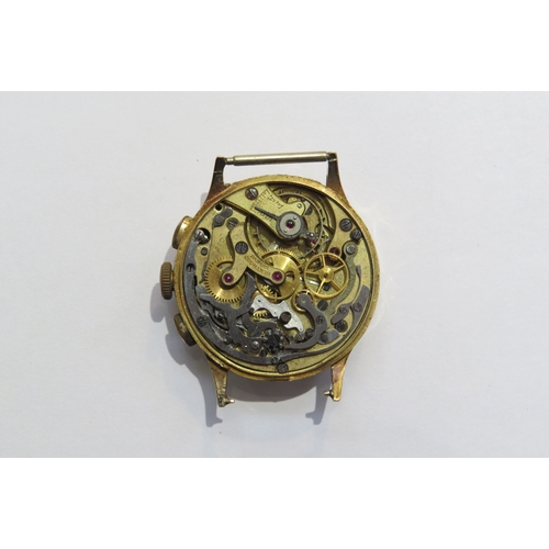 4399 - A Berthoud Geneve Chronograph, back plate missing, movement marked 385, case dented