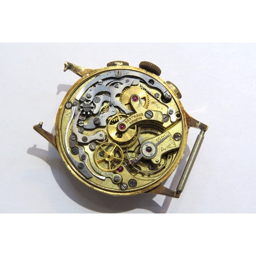 4399 - A Berthoud Geneve Chronograph, back plate missing, movement marked 385, case dented