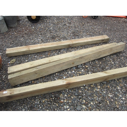 3498 - Four timber posts, approx. 6' long