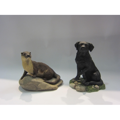 4267 - A Leonardo figure of a black Labrador together with a Scottish hand-painted figure of an Otter (2)  ... 