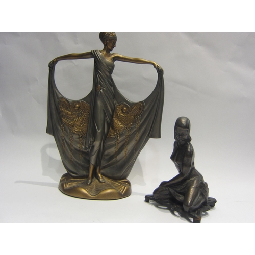 4434 - A plaster figure of Art Deco lady, 39cm tall, and a kneeling female figure (2)  (E)  £15-20