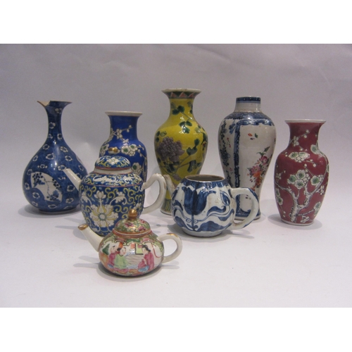 4452 - A quantity of Oriental ceramics including famille verte vase depicting a dragon, blue and white mini... 