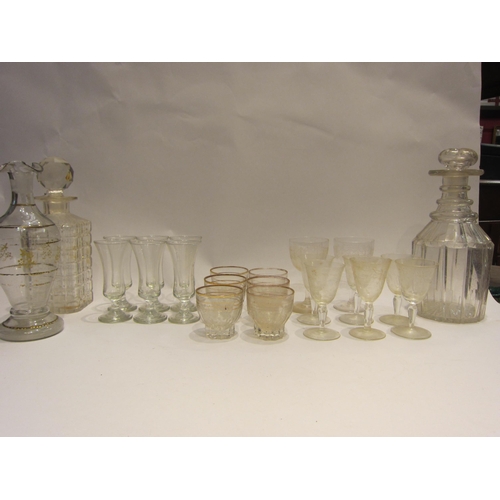 4456 - A quantity of miscellaneous glassware, decanters, shot glasses, etc.