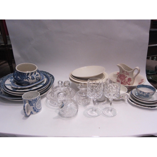 4459 - A selection of ceramics and glassware including blue and white plates, Oriental tea bowl (hairline),... 