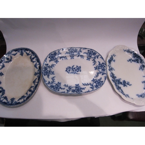 4470 - Three blue and white platters including Minton 