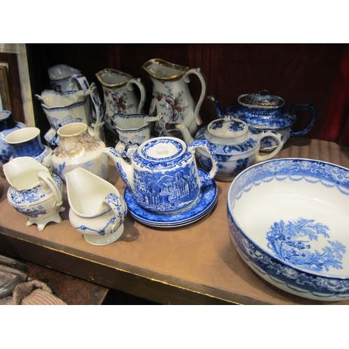 4478 - A selection of mainly blue and white wares including Doulton Watteau fruit bowl and side plates, var... 