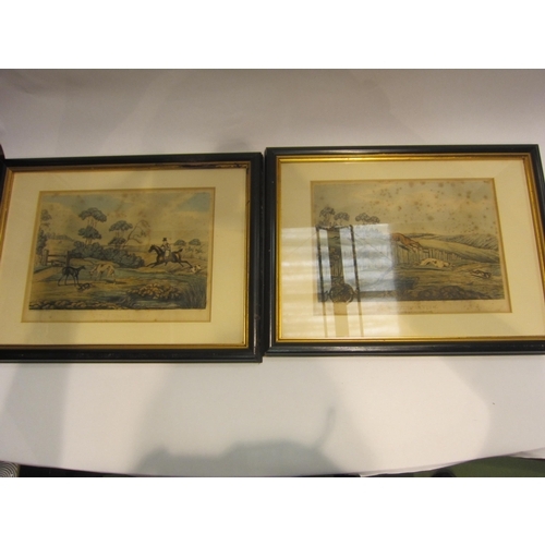 4425 - A pair of coloured hunting etchings, 