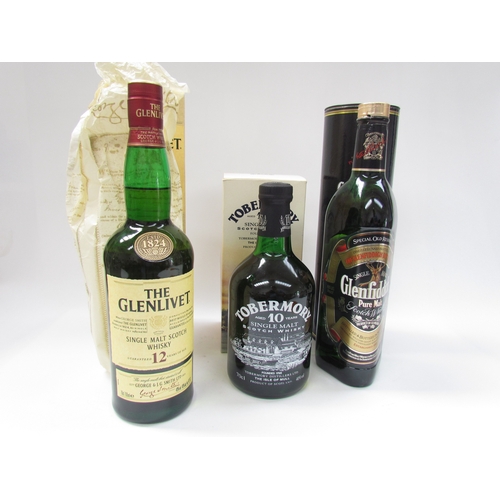 9007 - Glenfiddich 12 Year Old Special Reserve Single Malt Scotch Whisky 70cl in tube, Tobermory 10 Year Ol... 