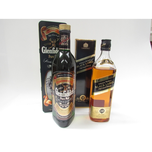 9013 - Glenfiddich Single Malt Whisky, 700ml in tin, Johnnie Walker Black Label 12 Year Old Scotch Whisky 7... 