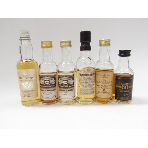 9022 - Six Whisky 5cl miniatures, Knockando 1974, Atrathconon 12 Year Old, 1970 Royal Lochnagar Connoisseur... 