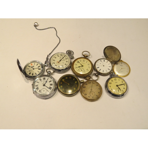 4338 - Nine pocket watches various makers including Smiths, Military, Bentima