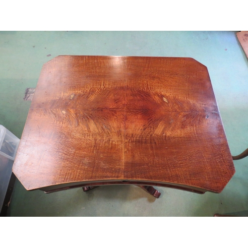 4231 - A 19th Century mahogany sewing box on carved base and tripod legs, 73cm tall x 50cm wide x 40cm deep