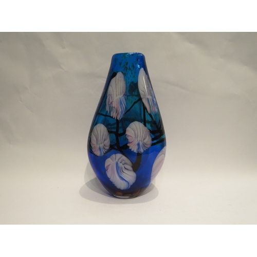 4240 - A large art glass vase with floral design, 36cm tall